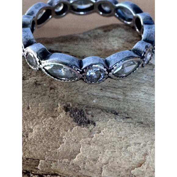 Pandora 925 ALE Sterling Silver Marquise & Round Eternity Band Ring Clear CZ  Si - Picture 16 of 16